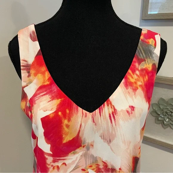 RW&CO. Vibrant Pink/Orange/White Abstract Sleeveless Blouse EUC - Picture 5 of 11